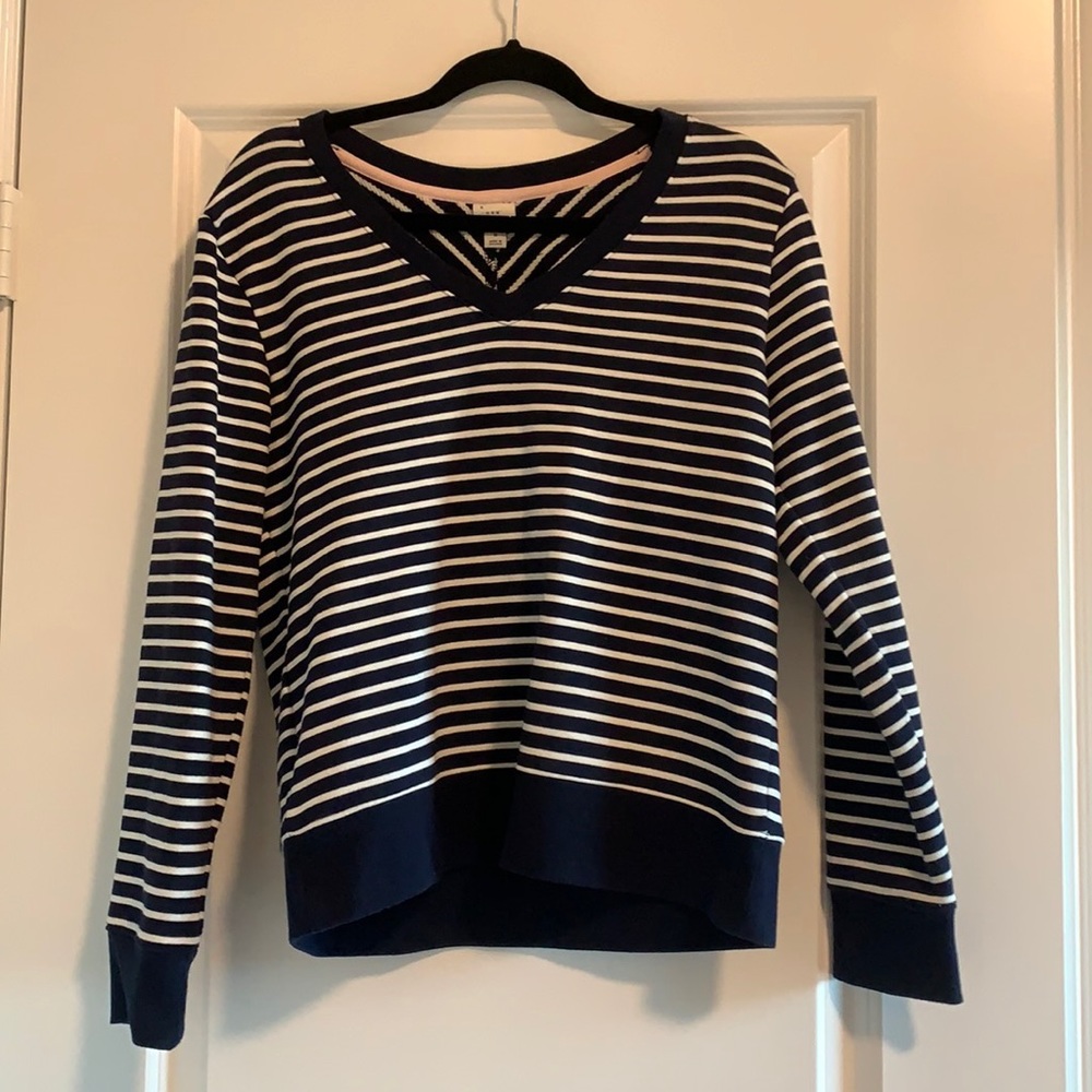 Small Navy and White striped Vneck sweatshirt from A New Day.